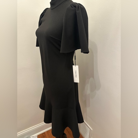NWT Calvin Klein Bell Sleeved Black Midi Dress, Size 4 - Picture 7 of 10
